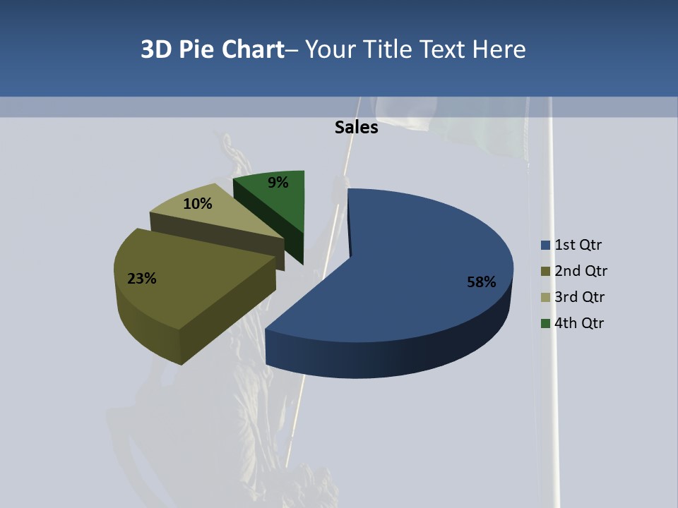 Statue And Irish Flag On Top Of The Gpo In Dublin City Shot From Below With Plenty Of Bright Blue Sky PowerPoint Template