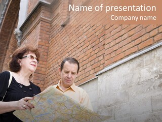 Travelers (Mature Adult In In Old Europe With Map) PowerPoint Template