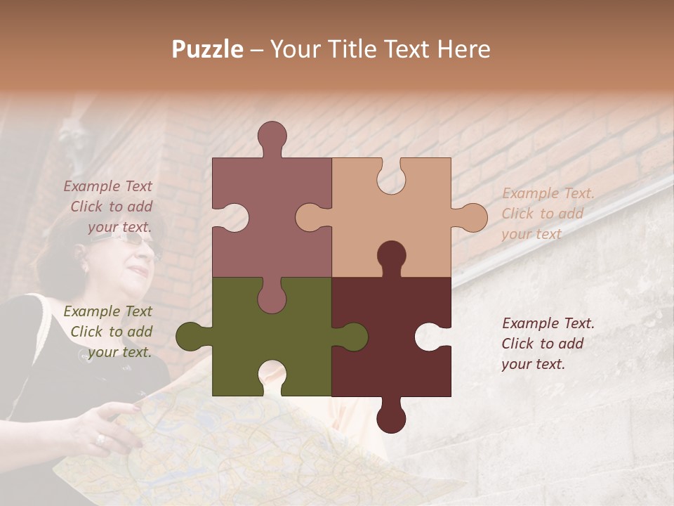 Travelers (Mature Adult In In Old Europe With Map) PowerPoint Template