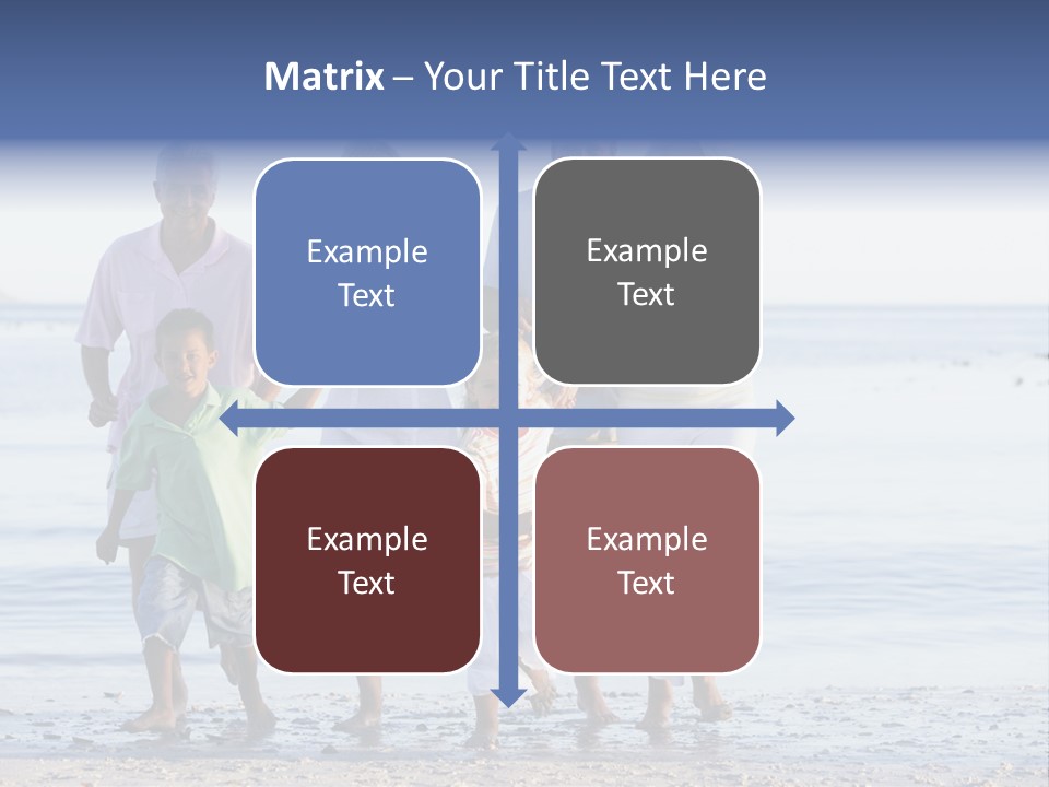 Extended Family Walking On Beach PowerPoint Template