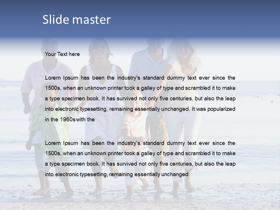 Extended Family Walking On Beach PowerPoint Template