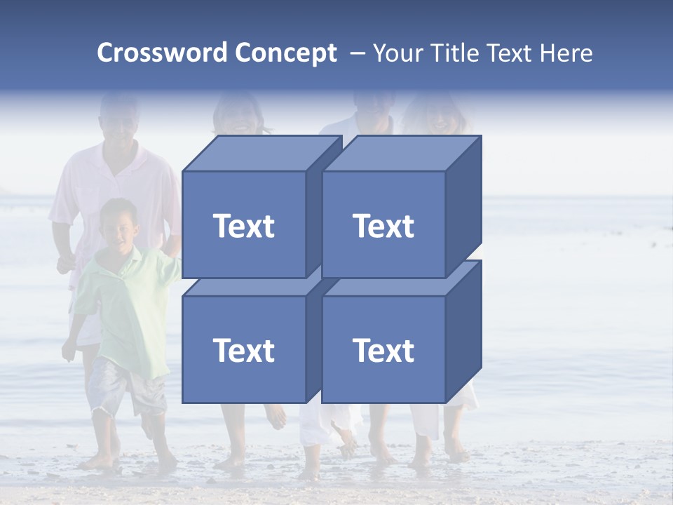 Extended Family Walking On Beach PowerPoint Template