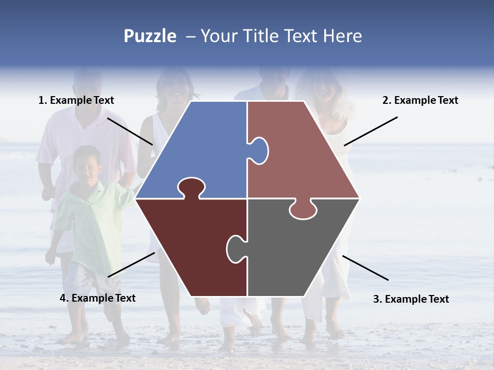 Extended Family Walking On Beach PowerPoint Template