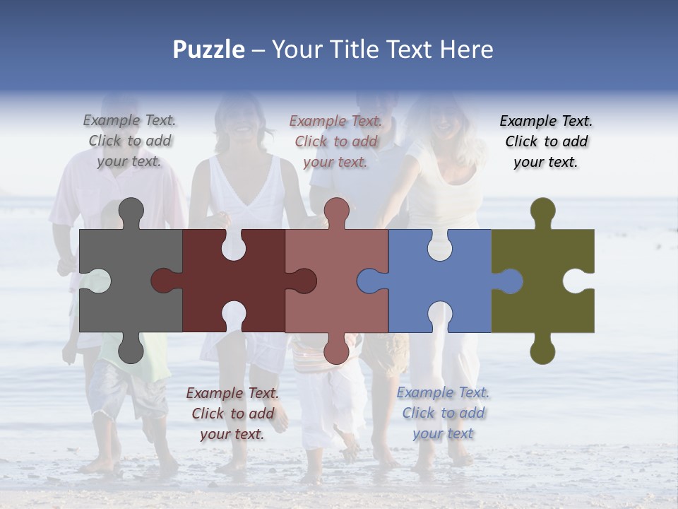 Extended Family Walking On Beach PowerPoint Template