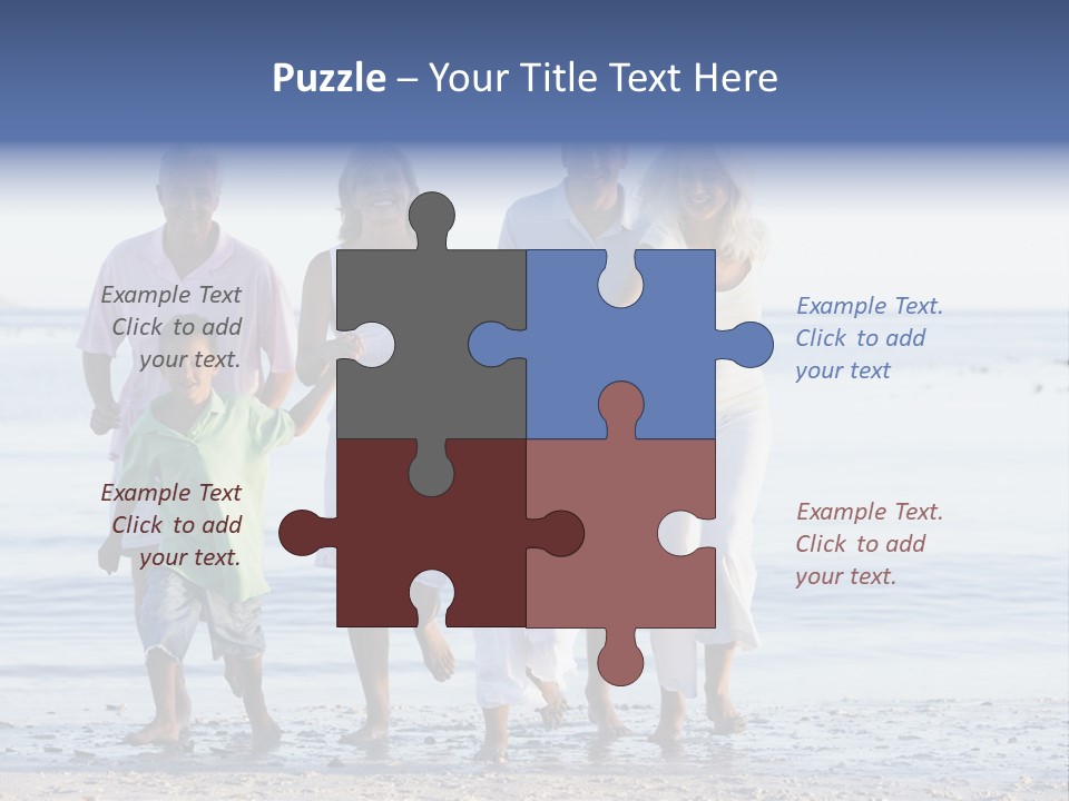 Extended Family Walking On Beach PowerPoint Template