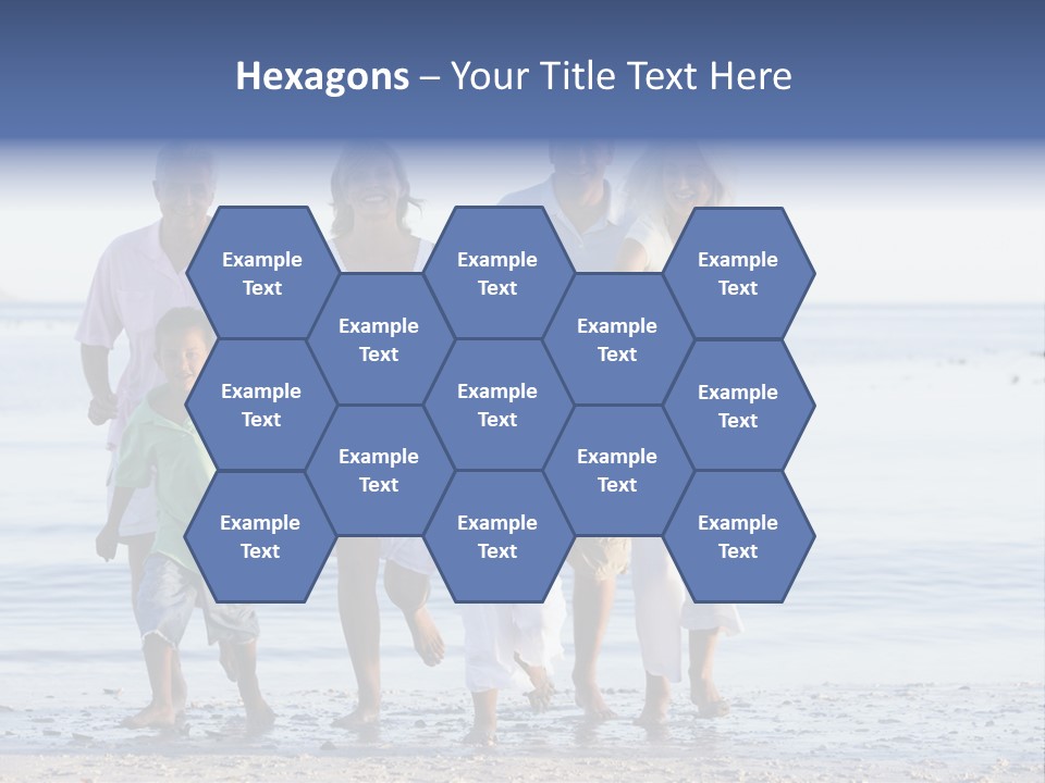 Extended Family Walking On Beach PowerPoint Template