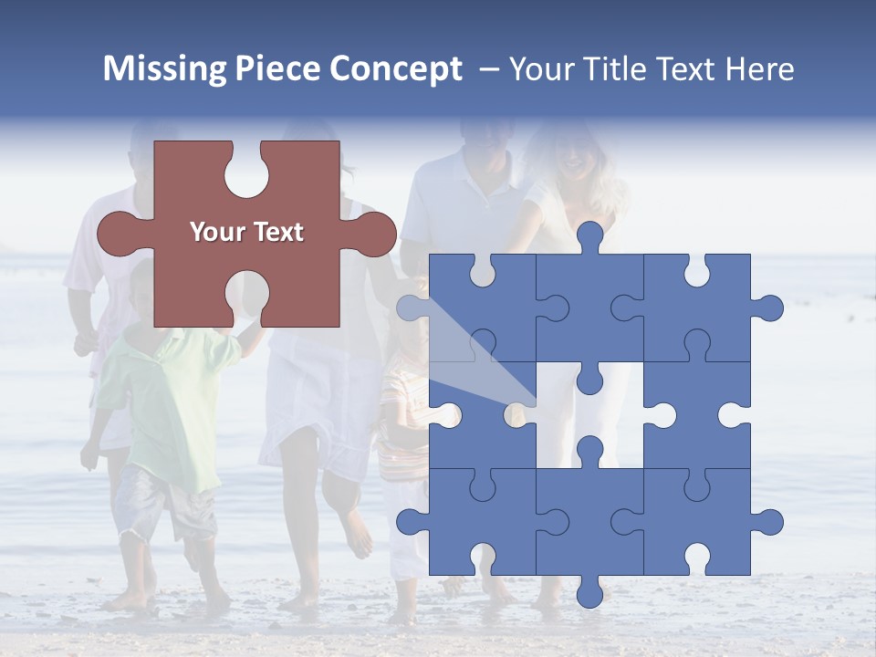 Extended Family Walking On Beach PowerPoint Template