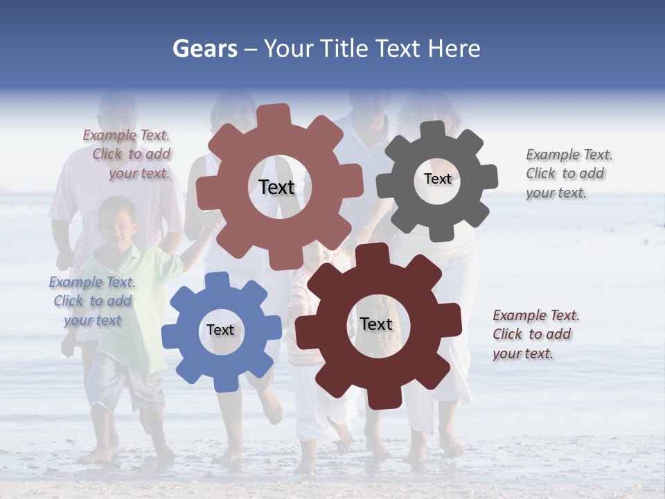 Extended Family Walking On Beach PowerPoint Template