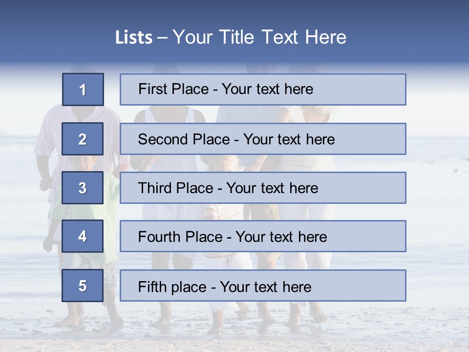 Extended Family Walking On Beach PowerPoint Template