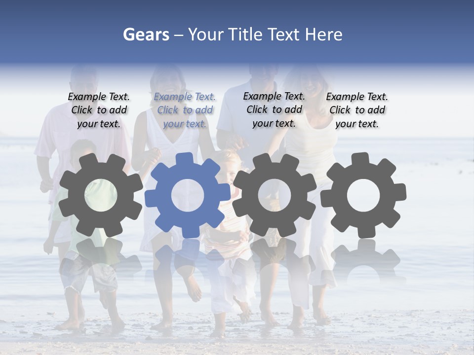 Extended Family Walking On Beach PowerPoint Template