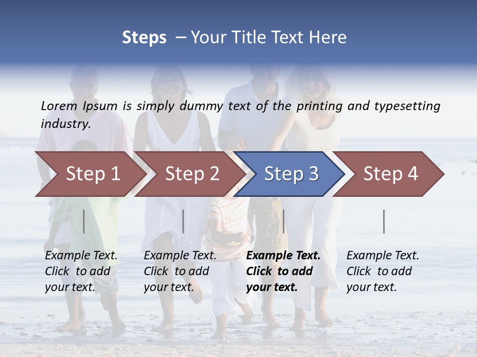 Extended Family Walking On Beach PowerPoint Template