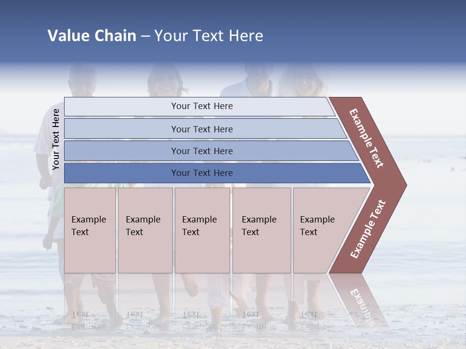Extended Family Walking On Beach PowerPoint Template