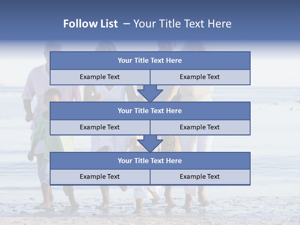 Extended Family Walking On Beach PowerPoint Template