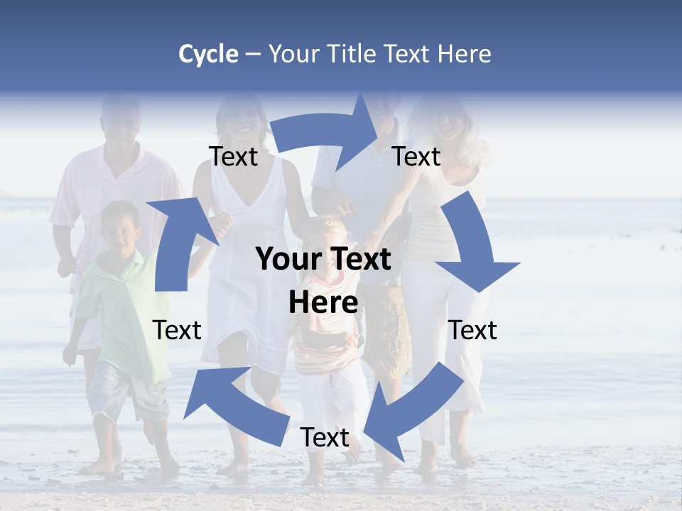 Extended Family Walking On Beach PowerPoint Template