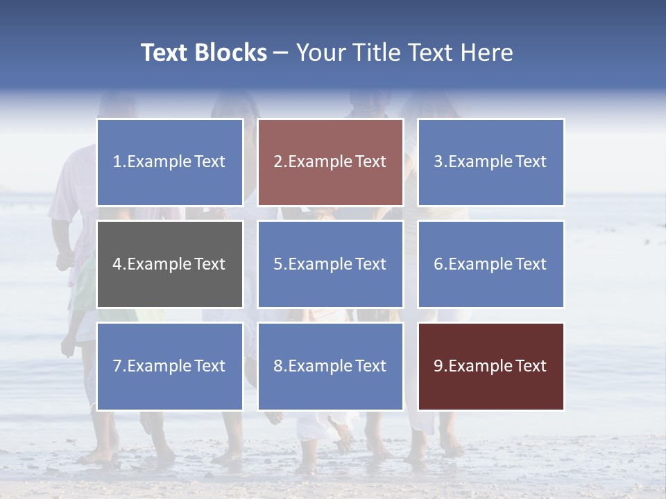 Extended Family Walking On Beach PowerPoint Template