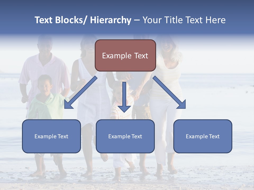 Extended Family Walking On Beach PowerPoint Template