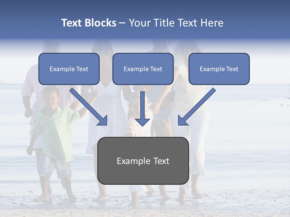 Extended Family Walking On Beach PowerPoint Template