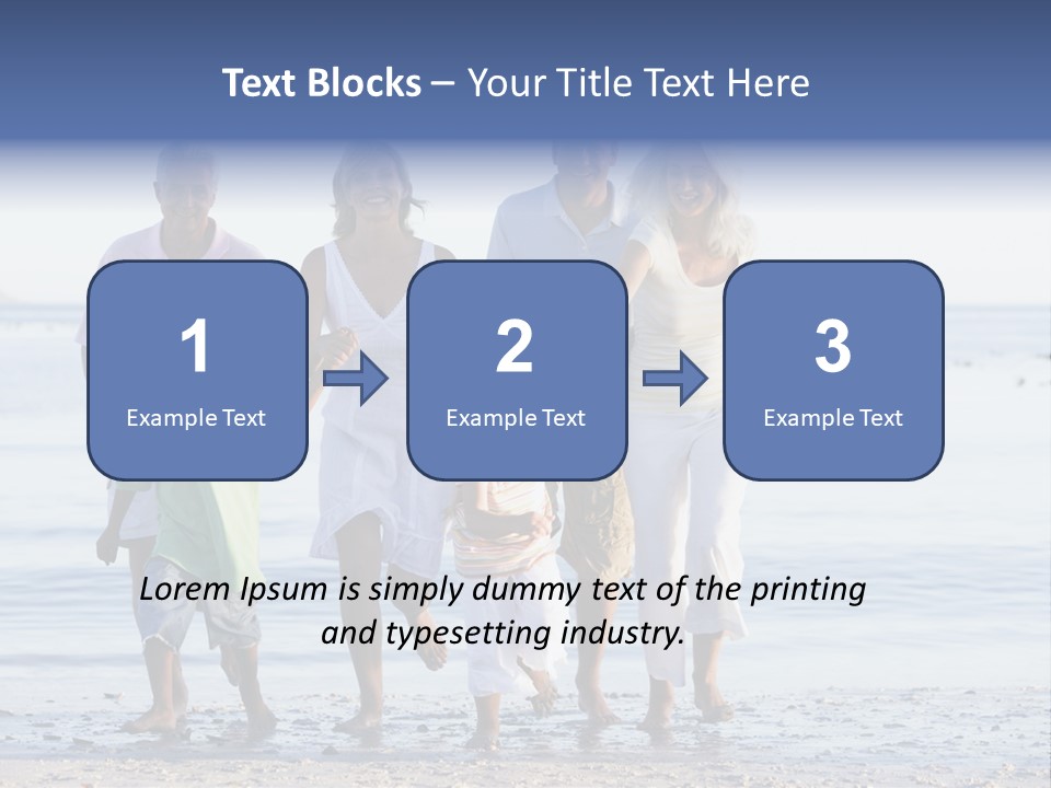 Extended Family Walking On Beach PowerPoint Template