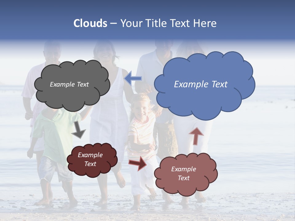 Extended Family Walking On Beach PowerPoint Template