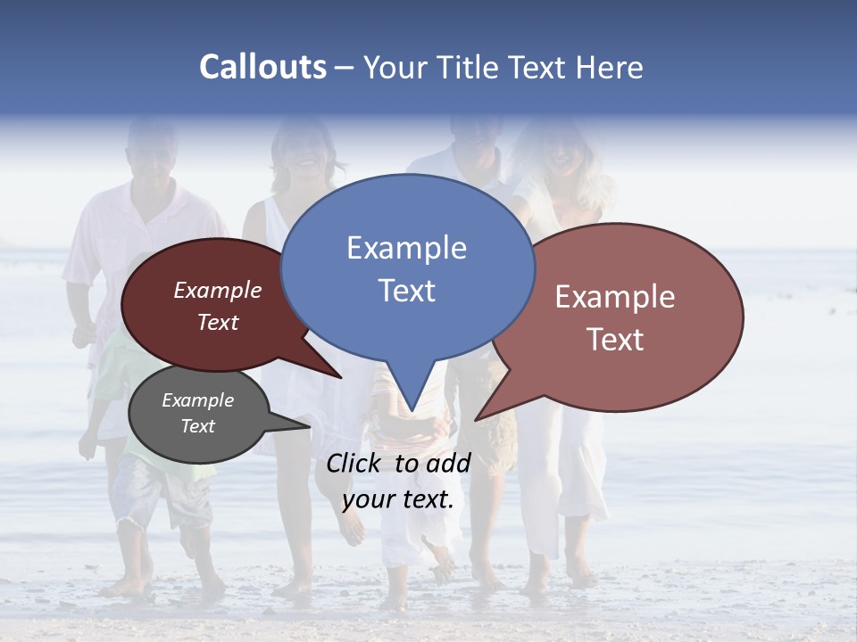 Extended Family Walking On Beach PowerPoint Template