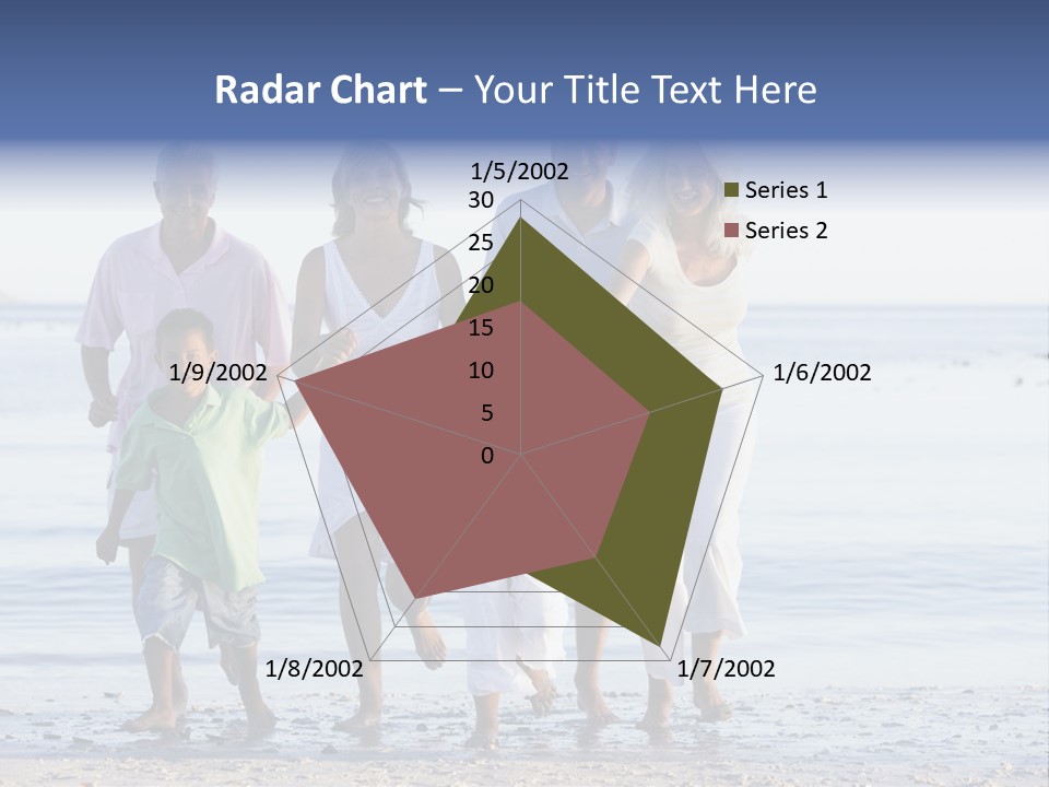 Extended Family Walking On Beach PowerPoint Template