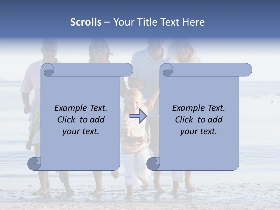 Extended Family Walking On Beach PowerPoint Template