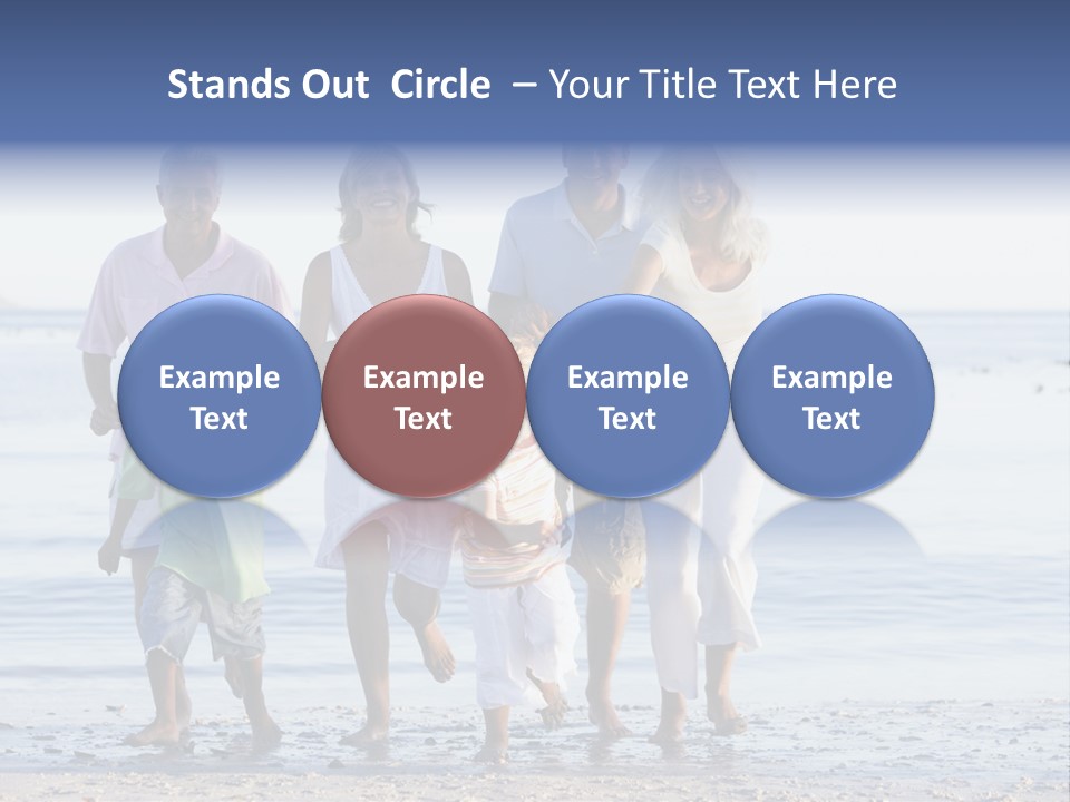 Extended Family Walking On Beach PowerPoint Template