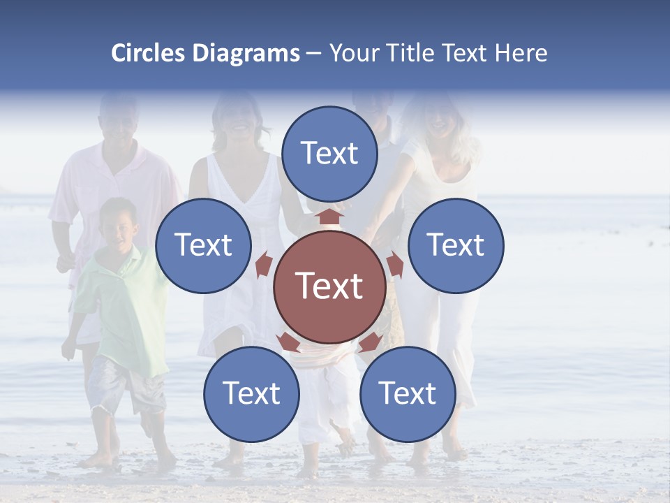 Extended Family Walking On Beach PowerPoint Template