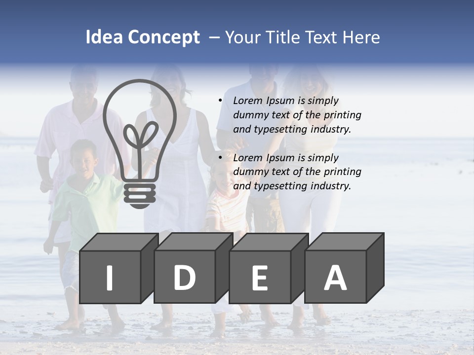 Extended Family Walking On Beach PowerPoint Template