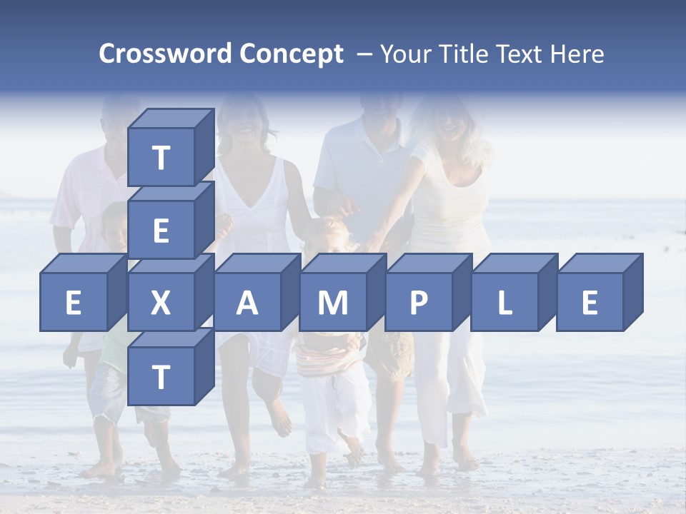 Extended Family Walking On Beach PowerPoint Template