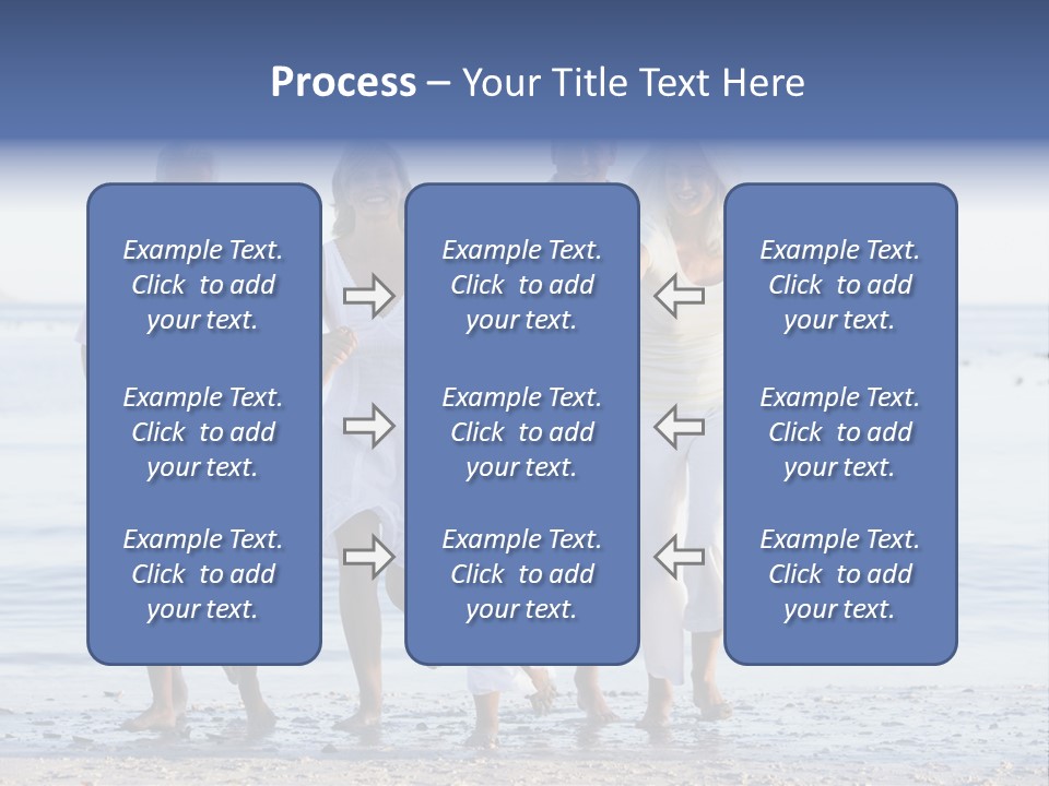 Extended Family Walking On Beach PowerPoint Template
