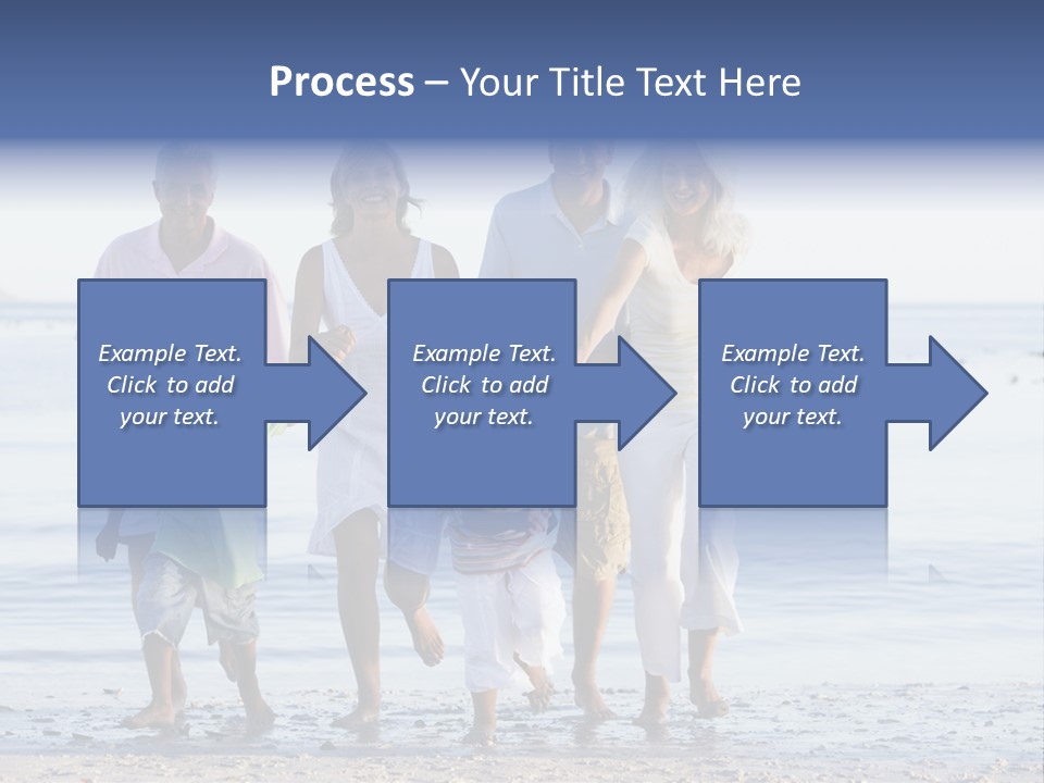 Extended Family Walking On Beach PowerPoint Template