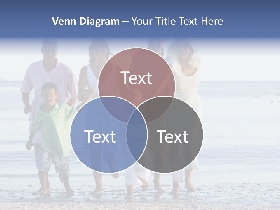 Extended Family Walking On Beach PowerPoint Template