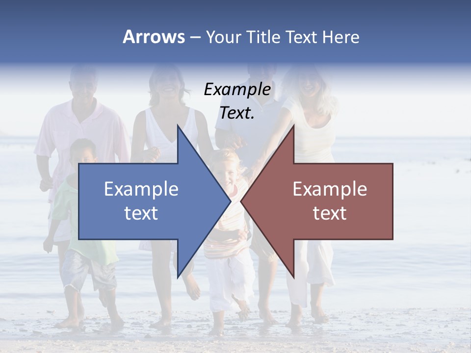 Extended Family Walking On Beach PowerPoint Template