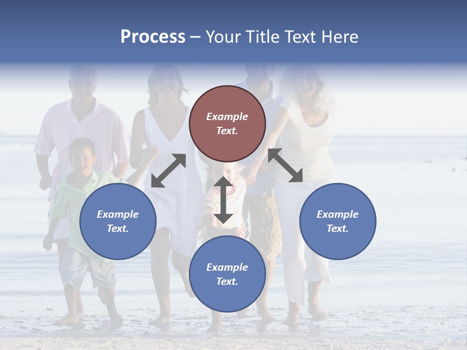 Extended Family Walking On Beach PowerPoint Template