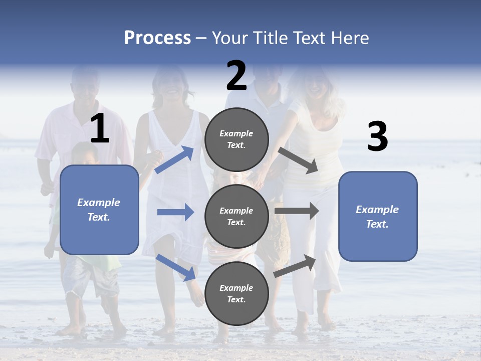 Extended Family Walking On Beach PowerPoint Template