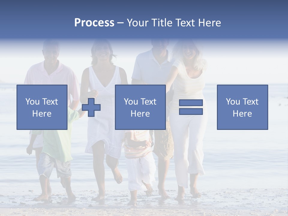Extended Family Walking On Beach PowerPoint Template