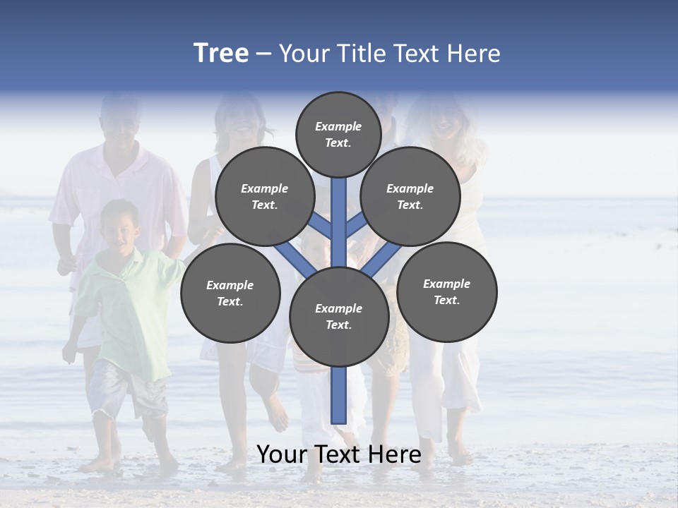 Extended Family Walking On Beach PowerPoint Template