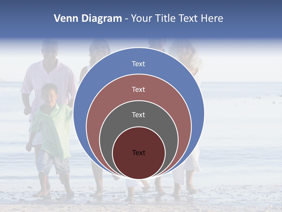 Extended Family Walking On Beach PowerPoint Template