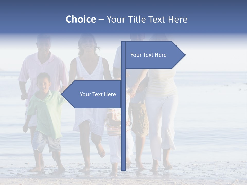 Extended Family Walking On Beach PowerPoint Template