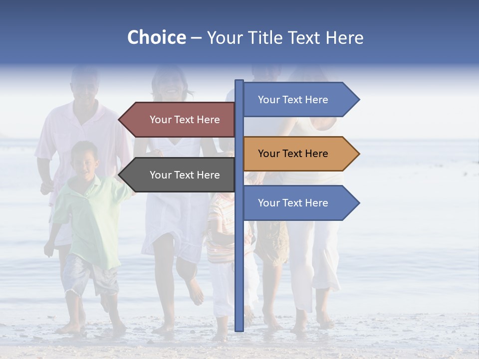 Extended Family Walking On Beach PowerPoint Template