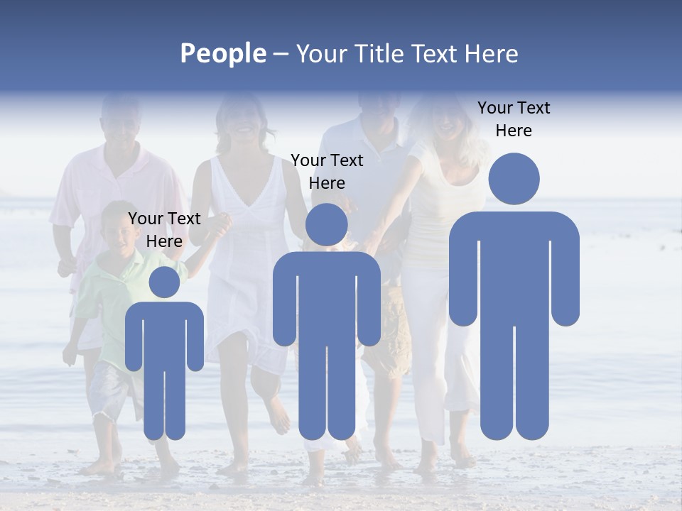 Extended Family Walking On Beach PowerPoint Template