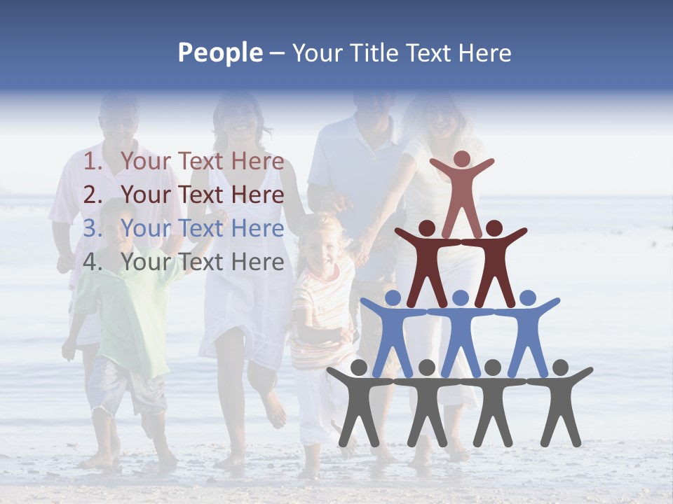 Extended Family Walking On Beach PowerPoint Template