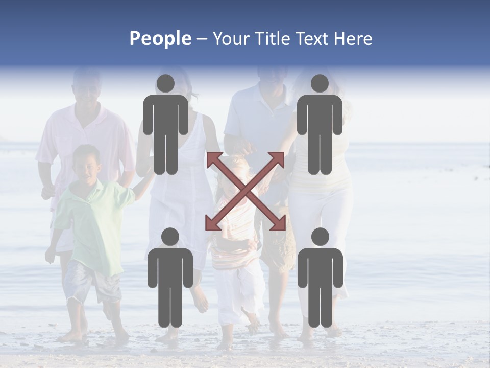 Extended Family Walking On Beach PowerPoint Template