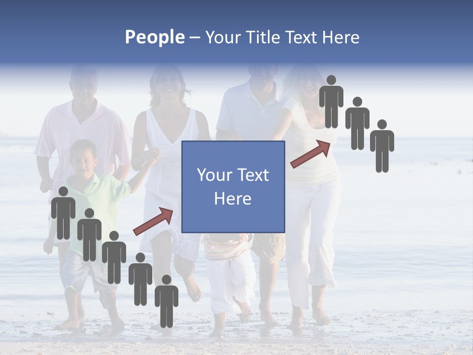 Extended Family Walking On Beach PowerPoint Template