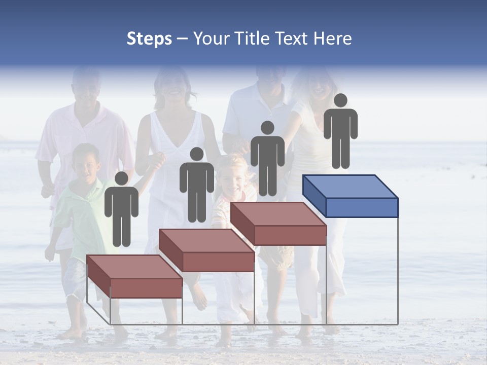 Extended Family Walking On Beach PowerPoint Template