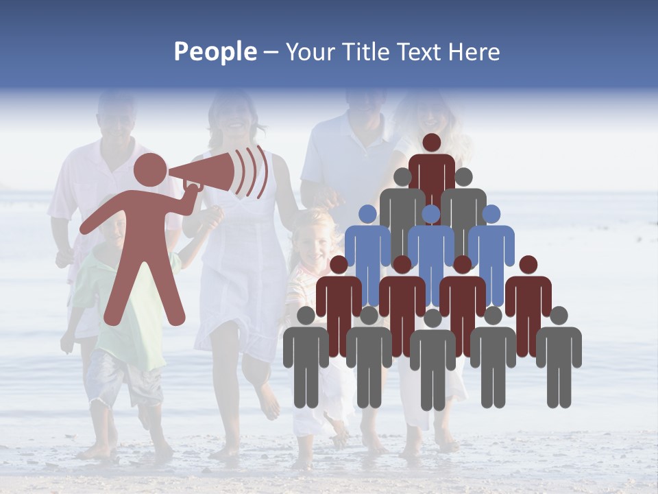 Extended Family Walking On Beach PowerPoint Template