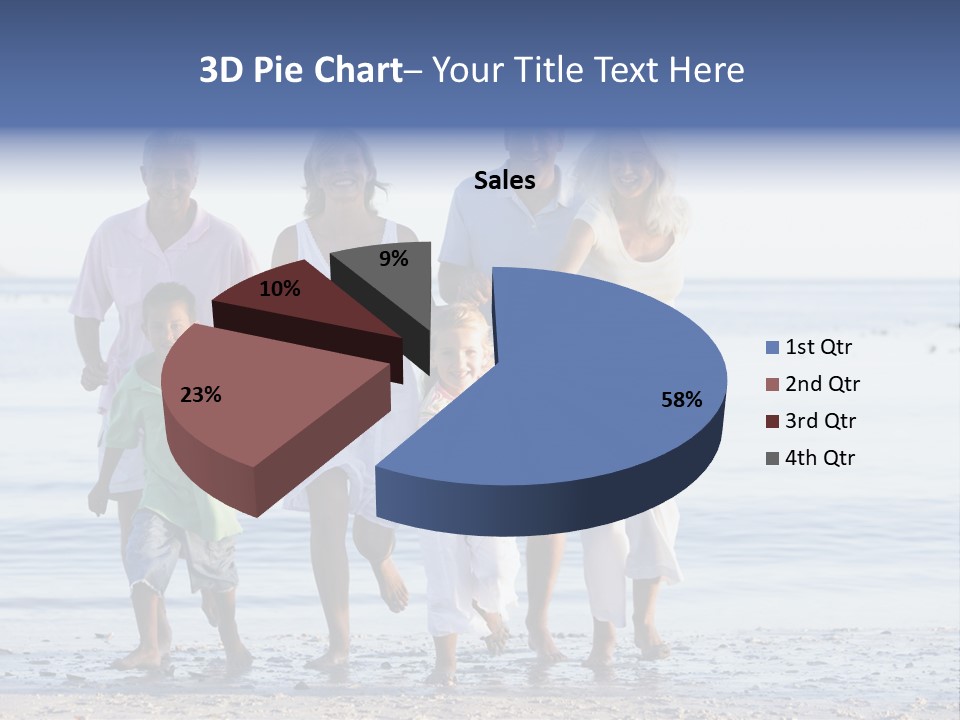 Extended Family Walking On Beach PowerPoint Template