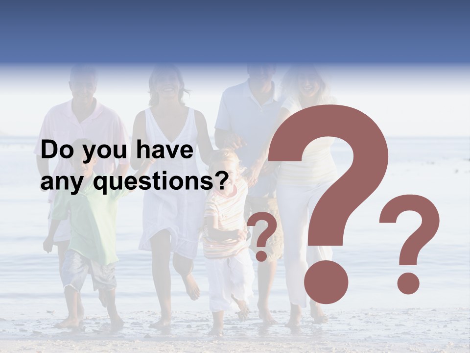 Extended Family Walking On Beach PowerPoint Template