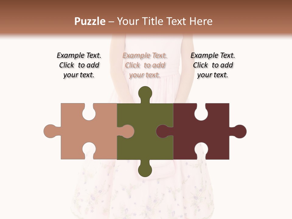 Young Caucasian Girl Dressed In A Easter Dress And Standing On A White Background. PowerPoint Template